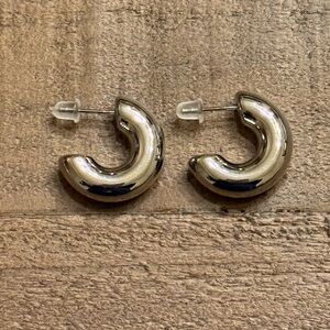 Thick silver hoop earrings